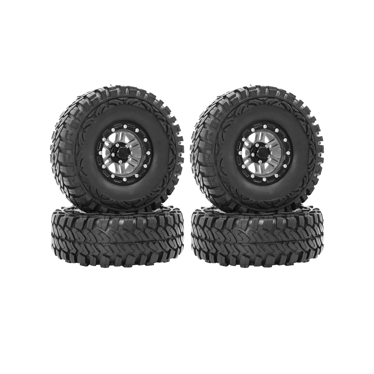 4PCS 1.9 Inch Beadlock Wheel Rim Tires for 1/10 RC Rock Crawler Axial SCX10 90035 90022 90046 RC4WD D90 D110 TF2 TRX-4