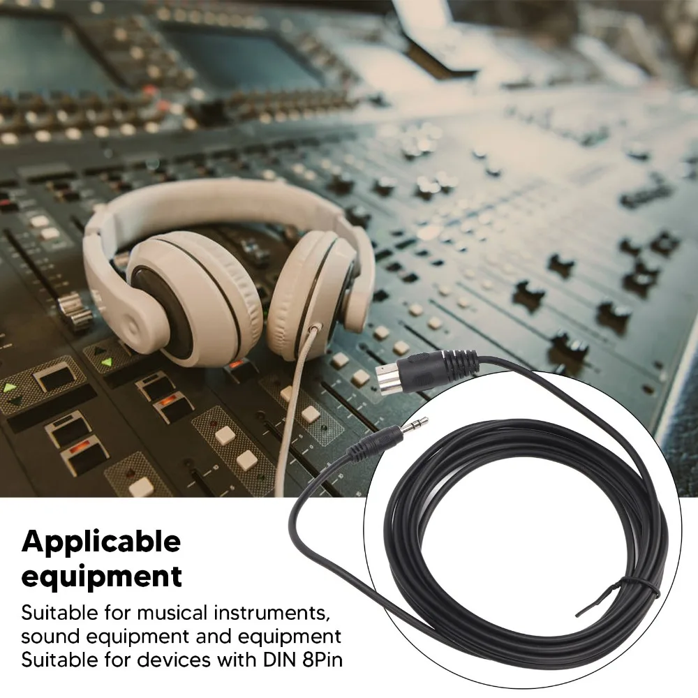 Easy to Use Male to Male Din 8 Pin to 3.5mm MIDI Cable Plug and Play 3m/9.8ft Audio Cable 8 Pin Din to 3.5mm Cord CD Player