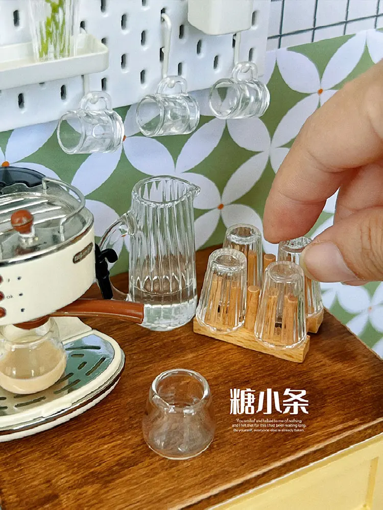 1/6 Doll House Model Furniture Accessories Glass Teapot Water Cup Coffee Set Tray Kettle Bjd Ob11 Blyth Soldier Lol Miniatures