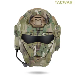 Assault β
‘ Airsoft Helmet Full Face, Tactical Helmet with HD Headset Anti-Fog Fan 2 Pairs Lens Flip Mask for Outdoor CS
