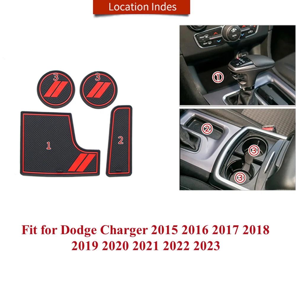 Car Non-Slip Door Groove Mats Gate Slot Mat Water Cup Holder Anti-dust Pad for Dodge Charger 2015-2023 Auto Interior Accessories