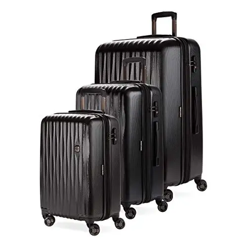 

SwissGear 7272 Energie Hardside Expandable Luggage with Spinner Wheels, Black/Black, 3-Piece Set (19/24/27)