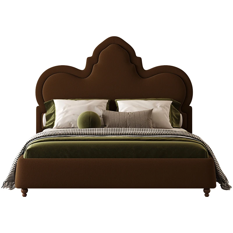 Modern minimalist master bedroom double high backrest queen bed high grade velvet