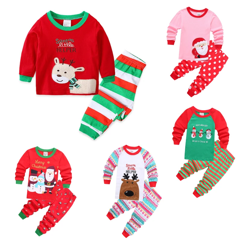New Merry Christmas Kids Clothing Sets Cute Santa Autumn Fashion Top And Pants Boys Pajamas Suit 1-6 Years Children's Clothing