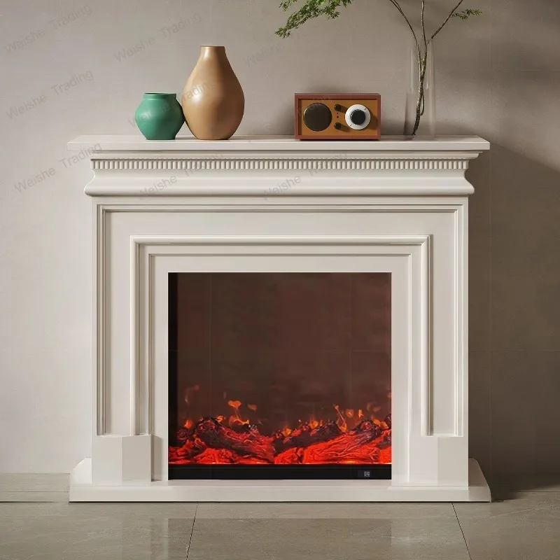 Solid wood fireplace TV cabinet integrated European fireplace simulation flame household indoor