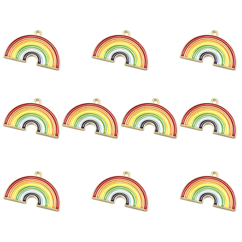 

10 Pcs Rainbow Necklace Pendant Jewelry Making Pendants Alloy Charm Fashion Manual