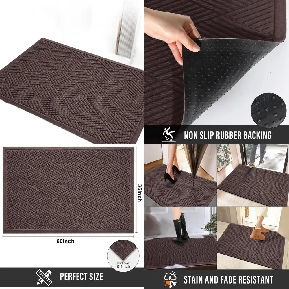 

Прочный придверный коврик, впитывающий грязь и пыль, устойчивый к пятнам и выцветанию, с нескользящей резиновой основой, подходит для использования на улице и в помещении.