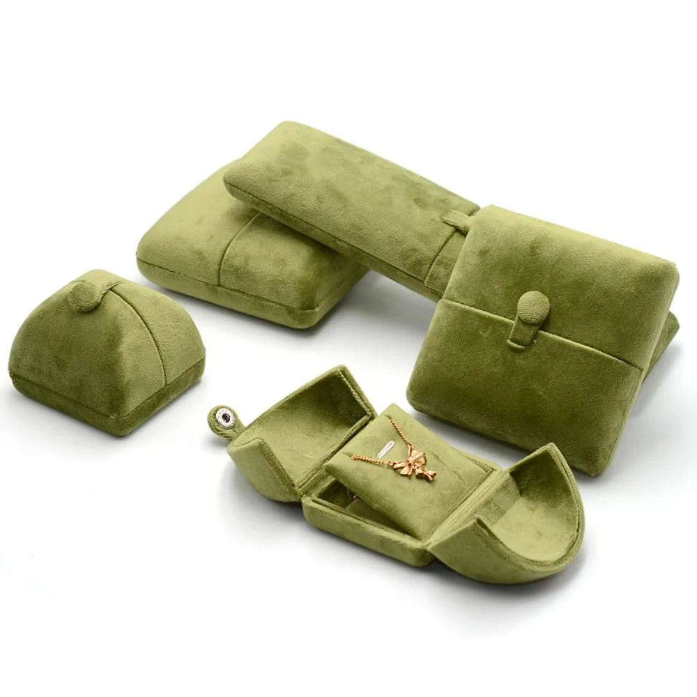 Fashion Velvet Necklace Storage Box Double Door Multi-functional Necklace Holder Solid Color Jewelry Display Box