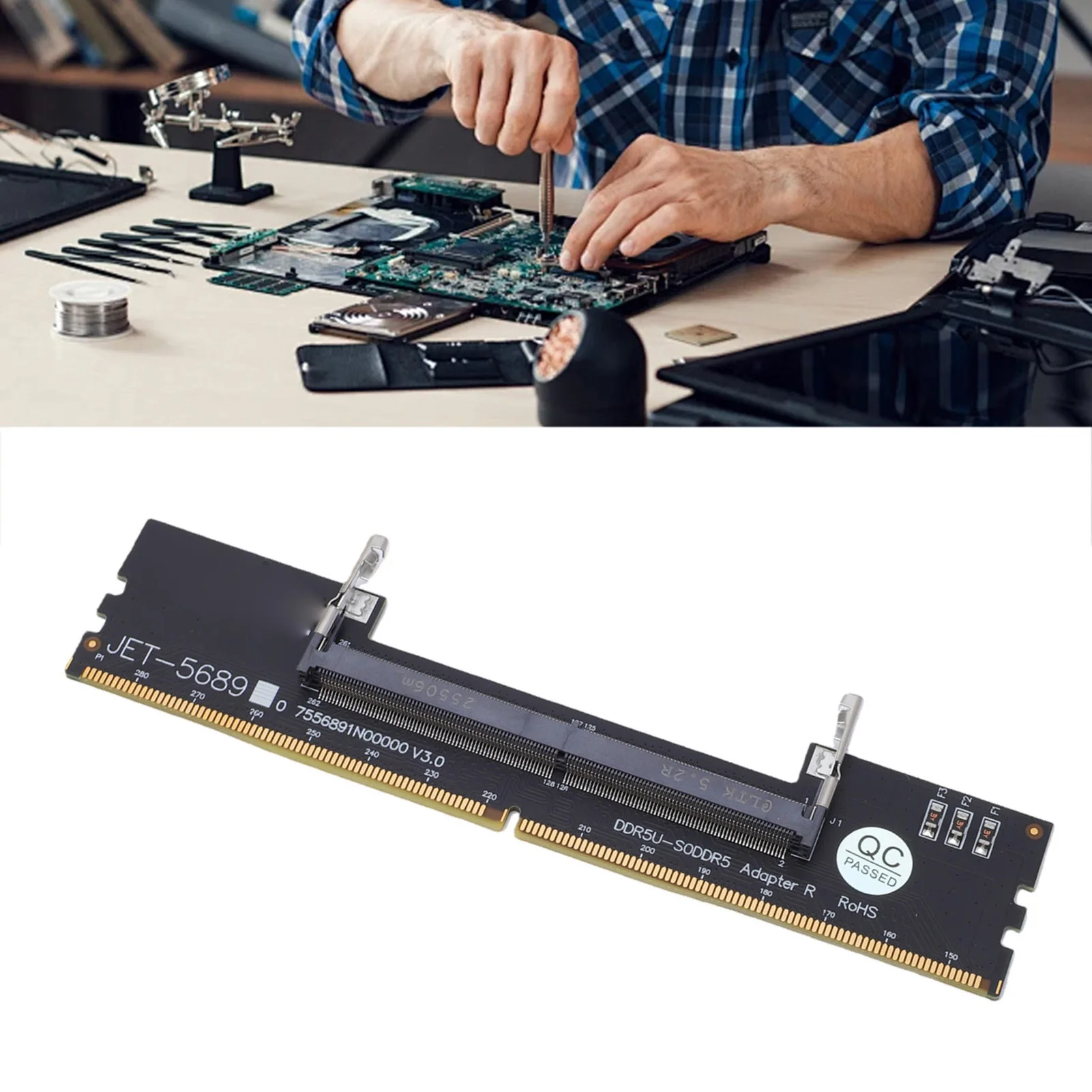 

DDR5 U-DIMM to SO DDR5 RVS Adapter Card Laptop to Desktop Memory Converter for Computer Repair and Maintenance