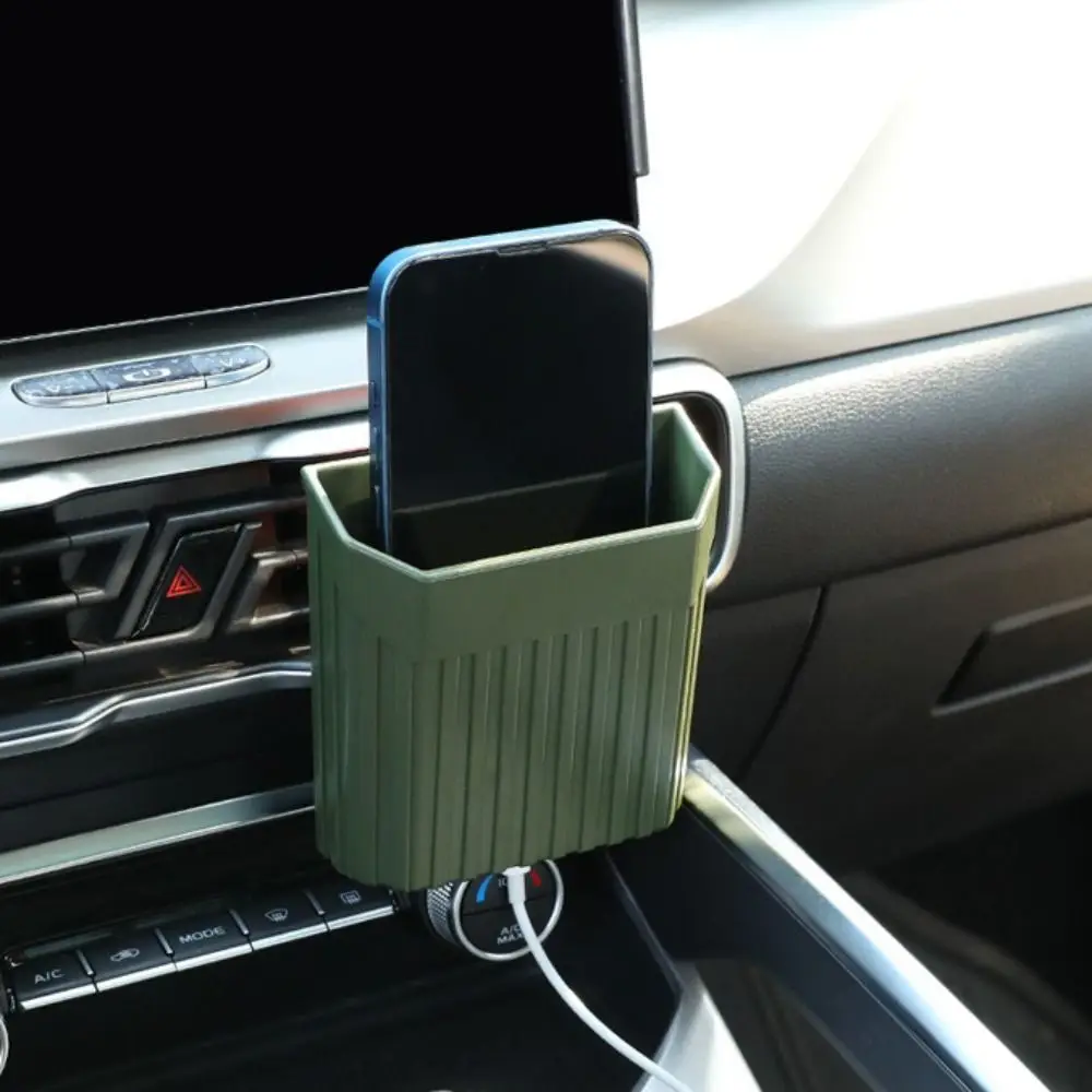 New Plastic Car Storage Box Hanging Paste Type Phone Pocket Box Mini Durable Phone Holder Air Outlet