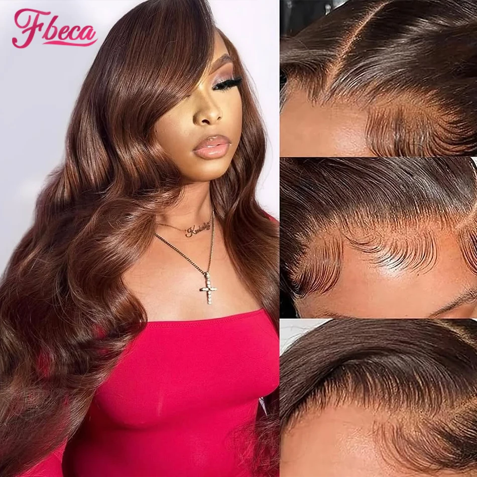 

13x6 Chocolate Brown Wig Body Wave Lace Front Wig Dark Brown Colored Hair Lace Frontal Wigs for Women 180% Density 30 36 Inch