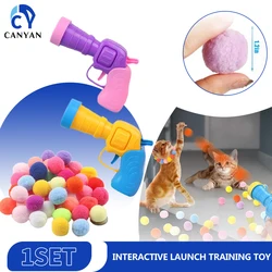 Interactive Launch Training Cat Toys Creative Kittens Mini Pompoms Games Stretch Plush Ball Toys Cat Supplies Pet Accessories