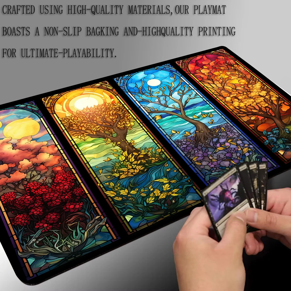 Gekleurd glas stijl landschap thema magische speelmat pc accessoires bureaumat Gaming Mat MTG Speelmat geschikt voor spelbijeenkomst