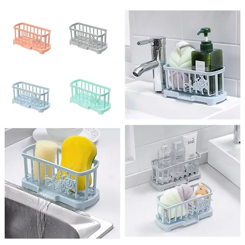 Household Rag Rack Kitchen Counter Supplies Table Top Cleaning Racks Drain Bag Basket Sink Storage Large Sponge Storage Rack