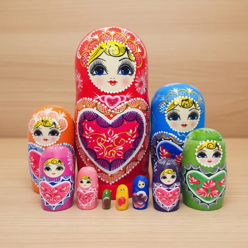 Matryoshka Russian Nesting Doll Nesting Dolls Russian Hand Painted 10 Layer Wooden Toy Space Saving Kids Entertainment
