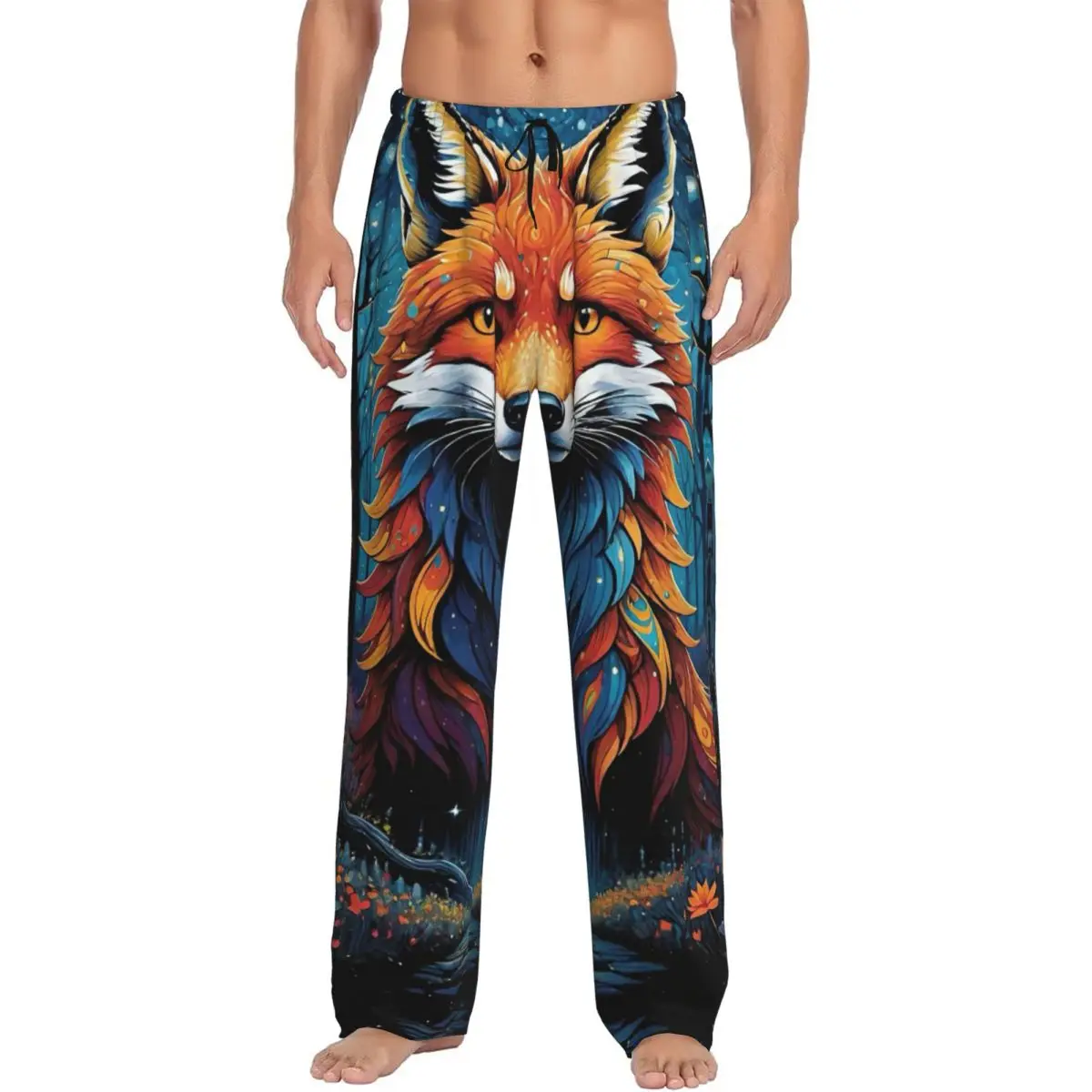 Men's Fox Pajama Pants Custom Print Sleep Sleepwear Bottoms with Pockets