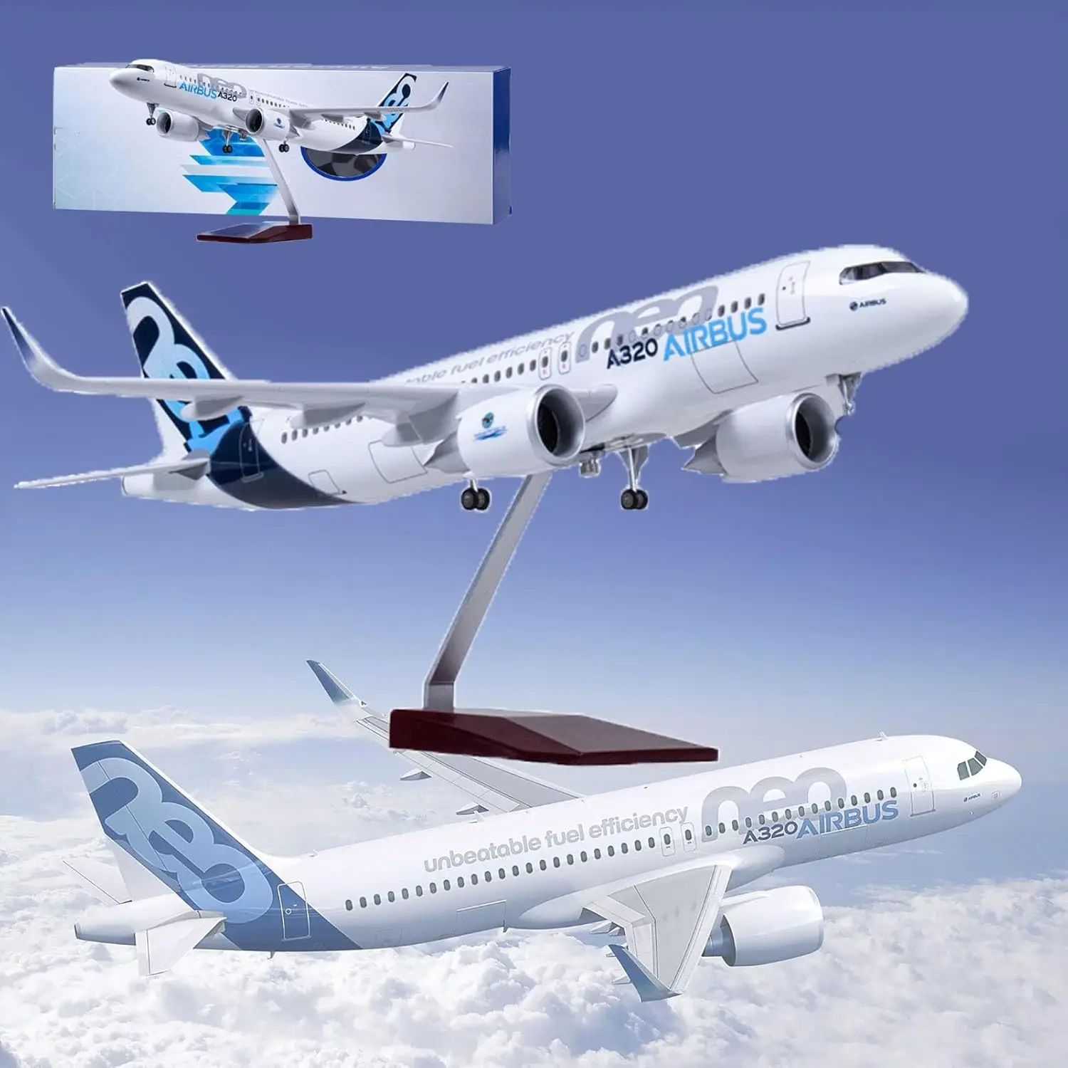 

47cm Resin Plane Toys A320neo Prototype Airways Simulation Aircraft Models 1/80 Scale With Lamp And Base Boy Collectible Display