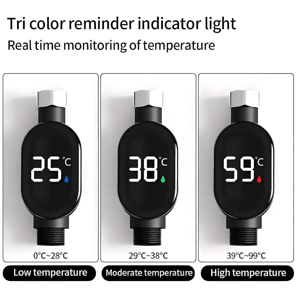 LED Display Shower Water Temperature Gauge Home Waterproof 0-99℃ Water Thermometer Baby Care Bath Intelligent Temperature Meter