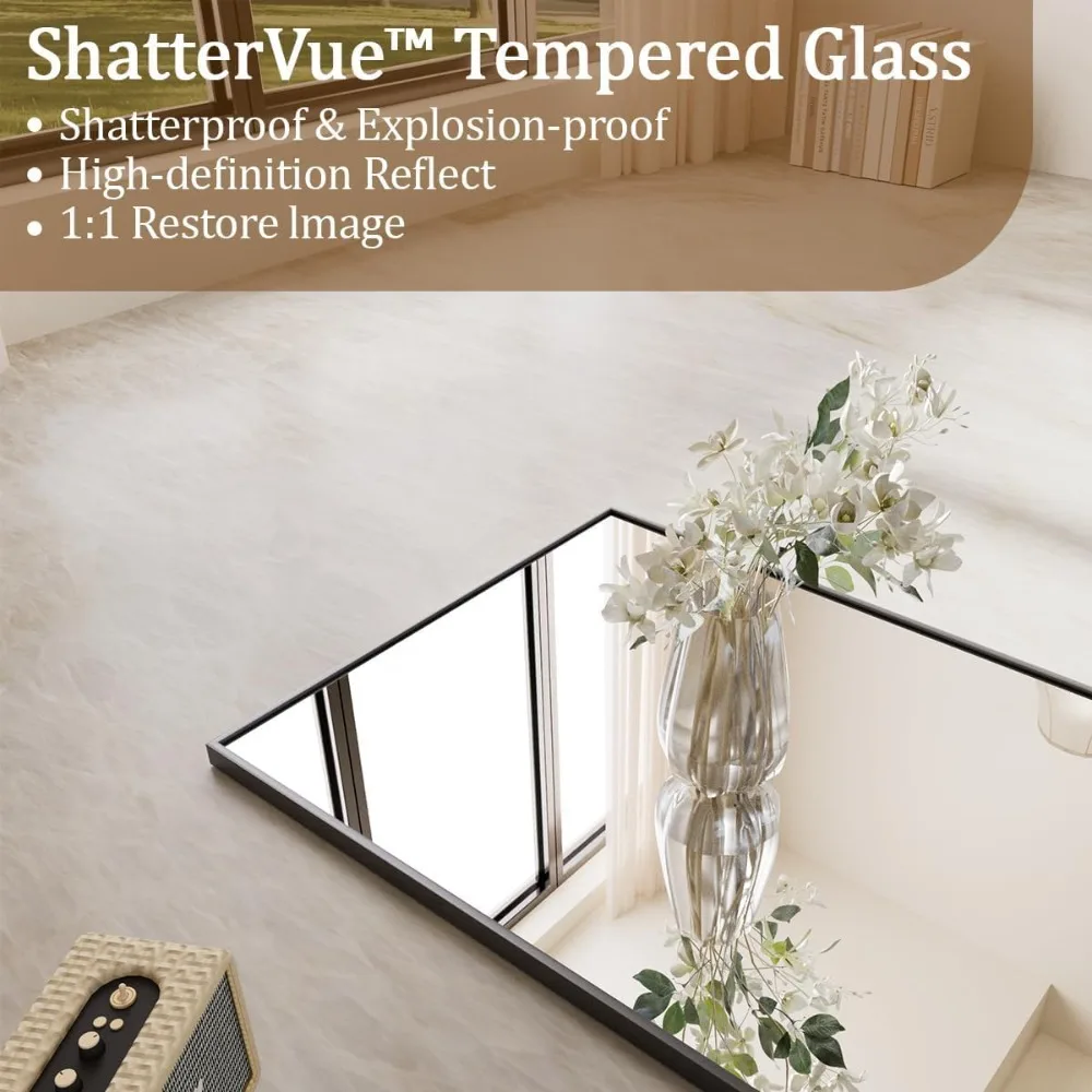 Miroir encadré en aluminium pleine longueur 71x26, autoportant ou mural, idéal pour la maison et les dressings