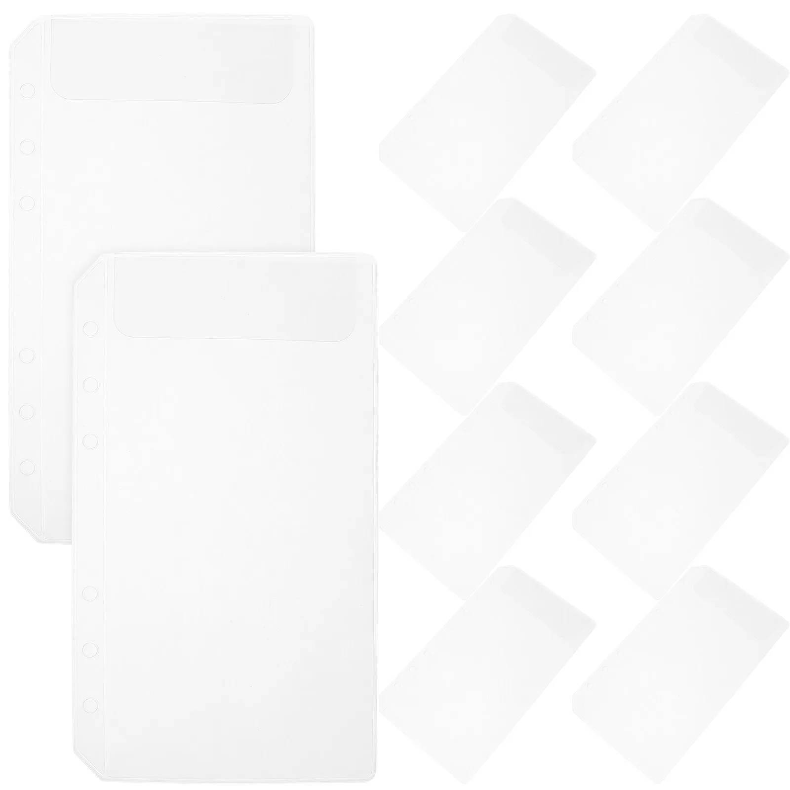 

10Pcs PVC Binder Envelope Transparent Ticket Storage Pouch Double Holes Bill Organizer Bag for Office School Meeting