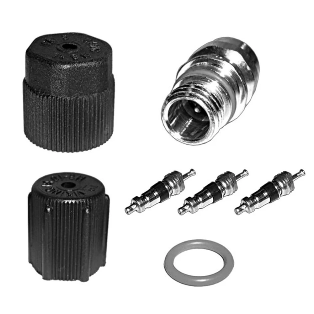 AC Valve Core and Cap Kit for R12 & For Systems Full Set with Remover Tool for Efficient A/C System Repair AC Valve