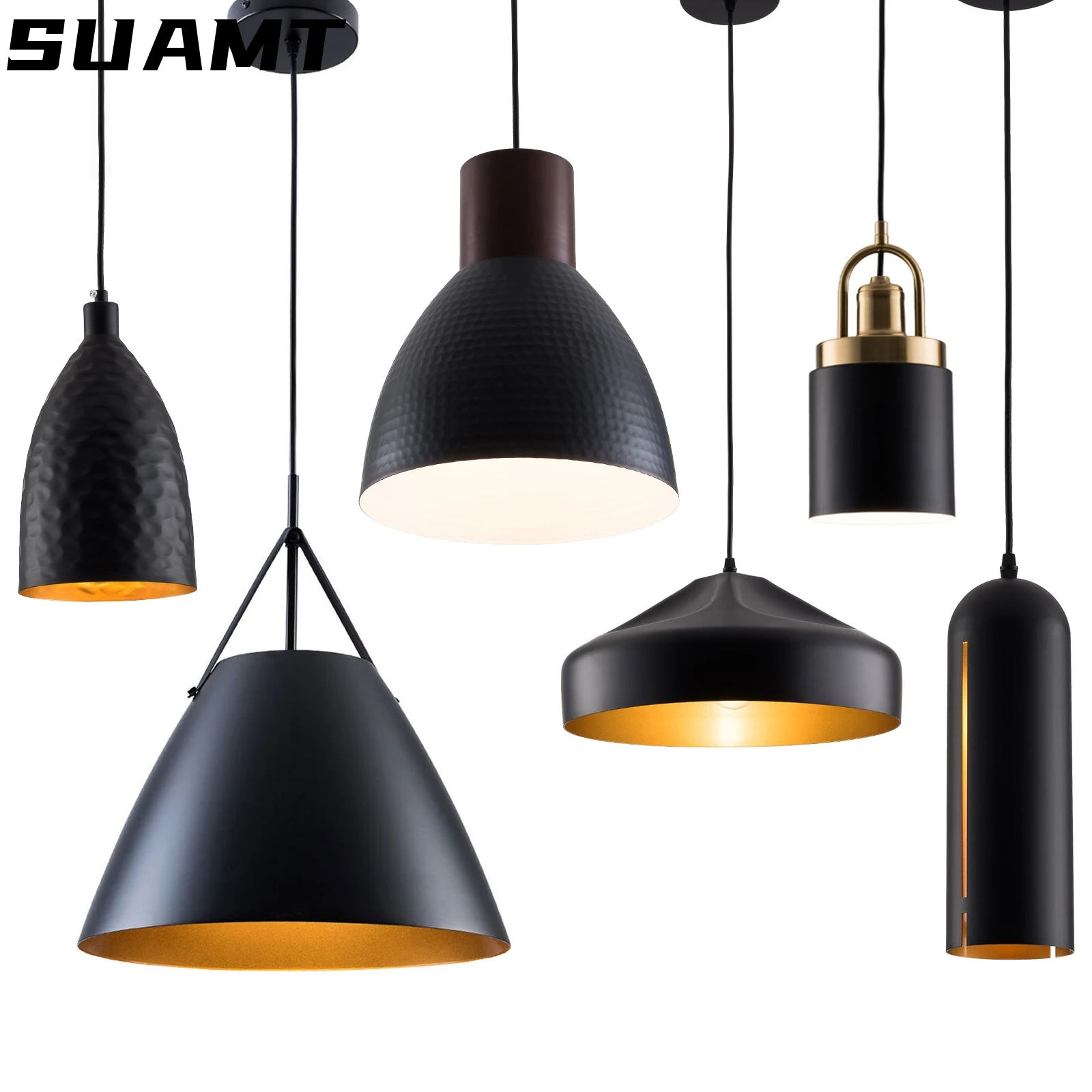 

Vintage Iron Black E26 Pendant Lights Nordic Industrial Wind Loft Hanging Lamp For Restaurant Kitchen Bar Living Room Home Decor