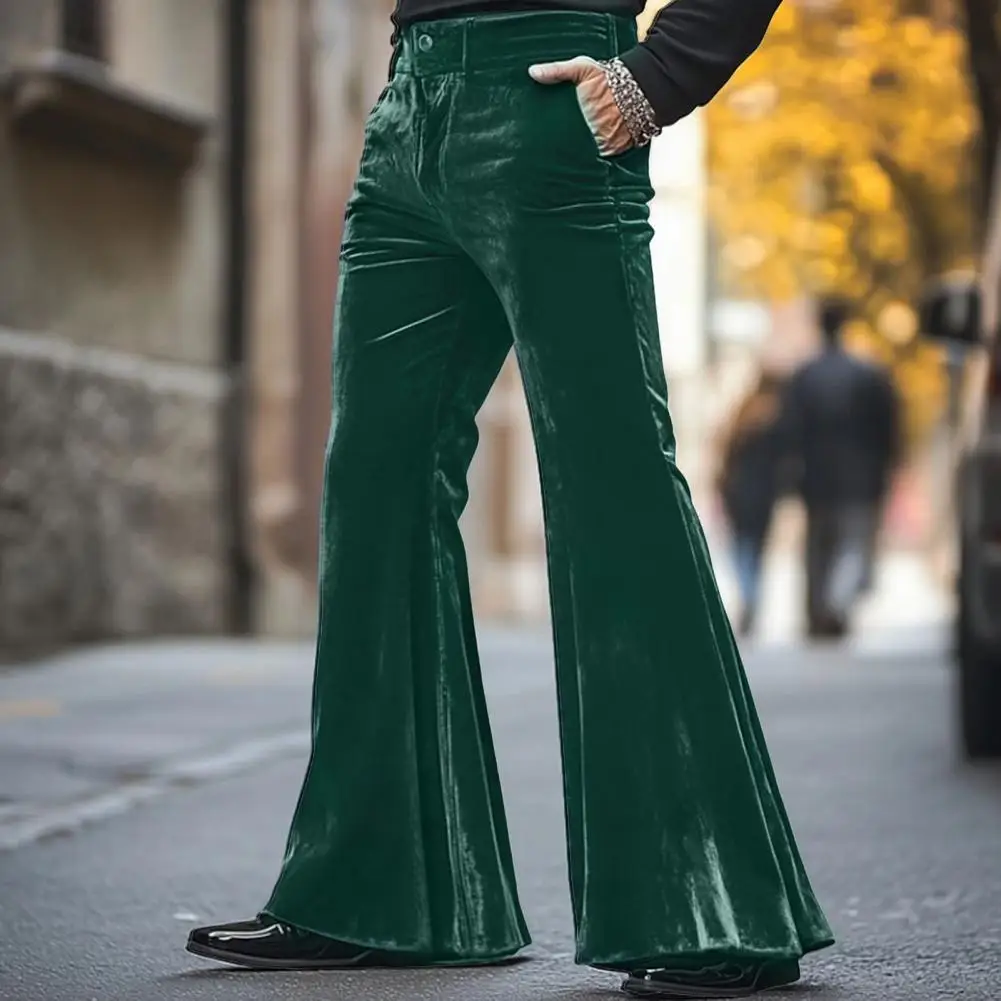 Pantaloni stile retrò da uomo Pantaloni da uomo di ispirazione vintage Pantaloni da uomo in velluto con fondo a campana stile retrò per la strada quotidiana per anni '70