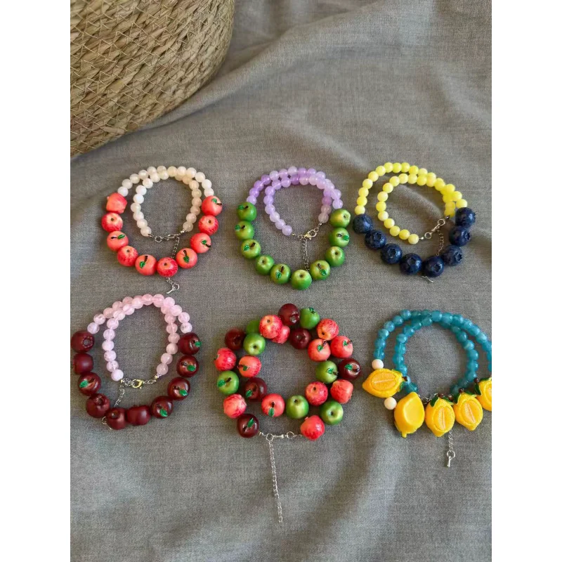 

Creative Fruit Beaded Neck Chain Vivid Cherry Peach Charms Oversized Stylish Necklace Trendy Ladies Daily Party Jewelry