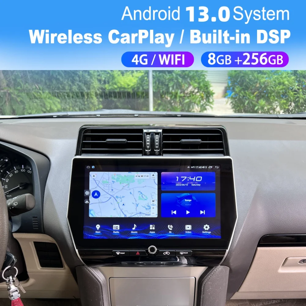 12.1 Inch 8 Core Qualcomm Android Car Multimedia Automotive Radio For Toyota Land Cruiser Prado 2010~2022 GPS Navi Head Unit