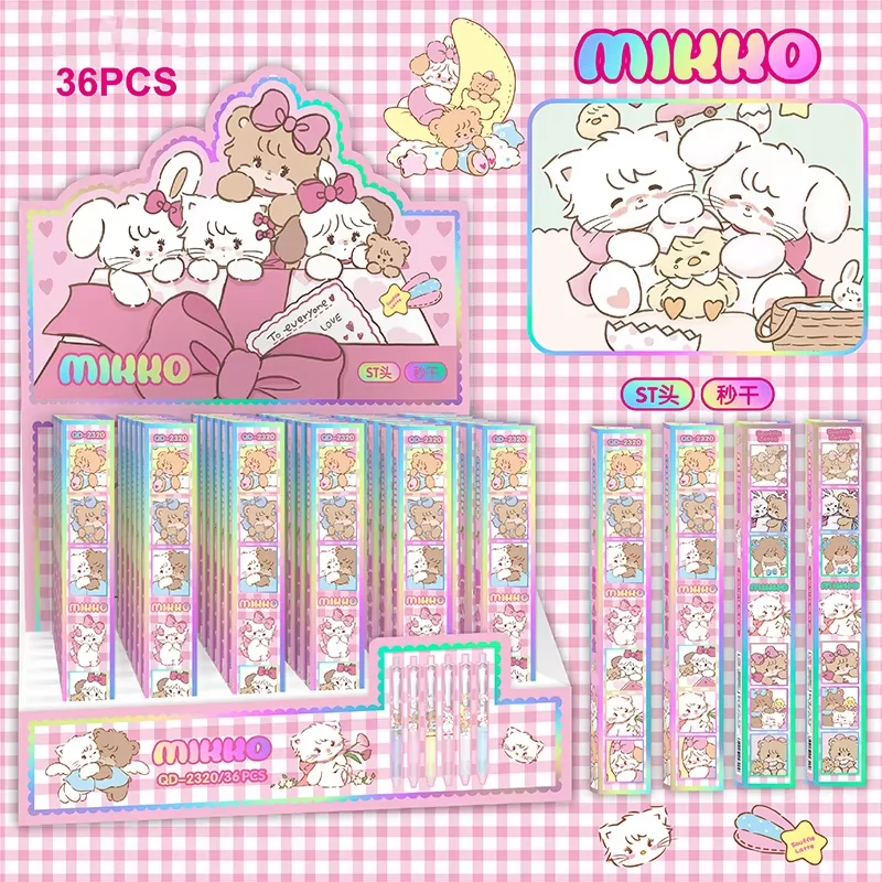 

New 36pcs Sanrio Mikko stationery Blind Box Press Gel Pen Cartoon Mikko Neutral Pen St Quick Drying Signature Pen For Kid Prizes