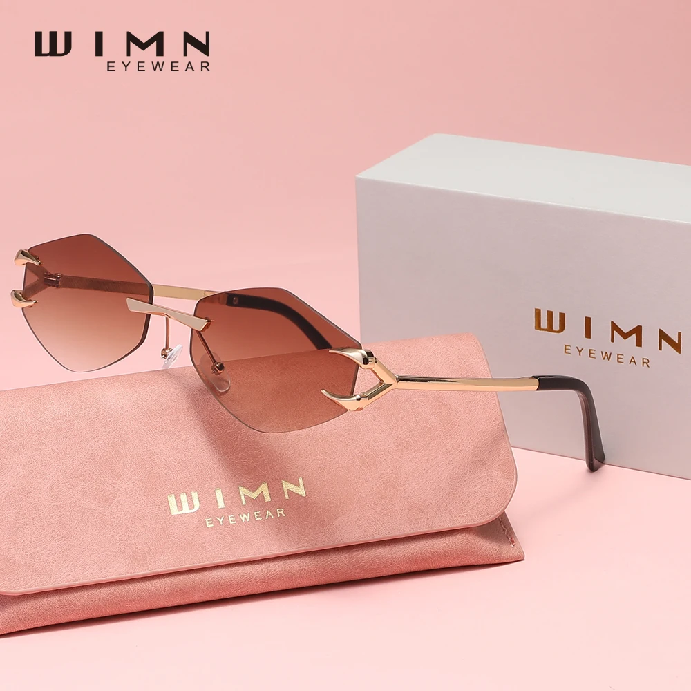 

WIMN Elegant Rimless Sunglasses Women's Glasses Uv400 Blocking Gradient Lens Accessory Party Vacation Eyewear