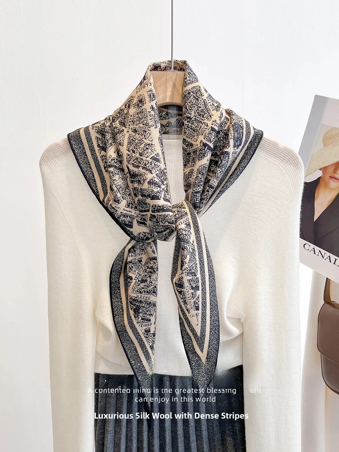 silk-wool-scarf-triangular-diamond-women's-autumn-vintage-style-necktie-high-end-feel-neck-protection-scarf-shawl-outerwear