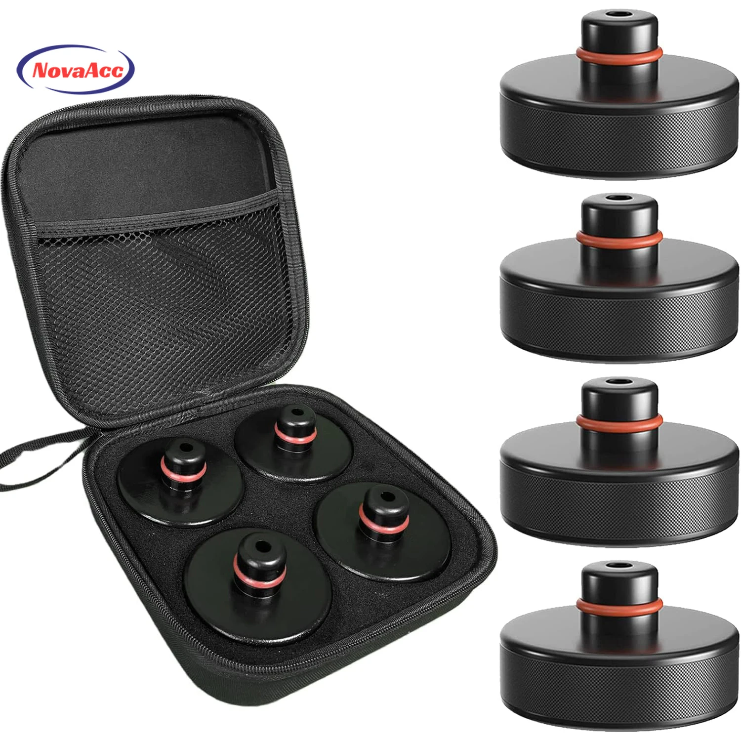 Lifting Jack Pad Set Compatible For Tesla Model 3 S X Y 4 Pucks Rubber with a Storage Case Accessories for Tesla Vehicles