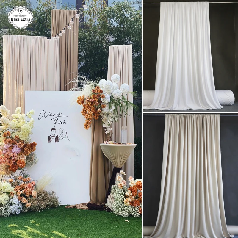 

Широкая 170 см белая эластичная трикотажная ткань цвета шампанского для фонов, украшение для свадебной вечеринки, занавеска, подкладка, материал для шитья своими руками