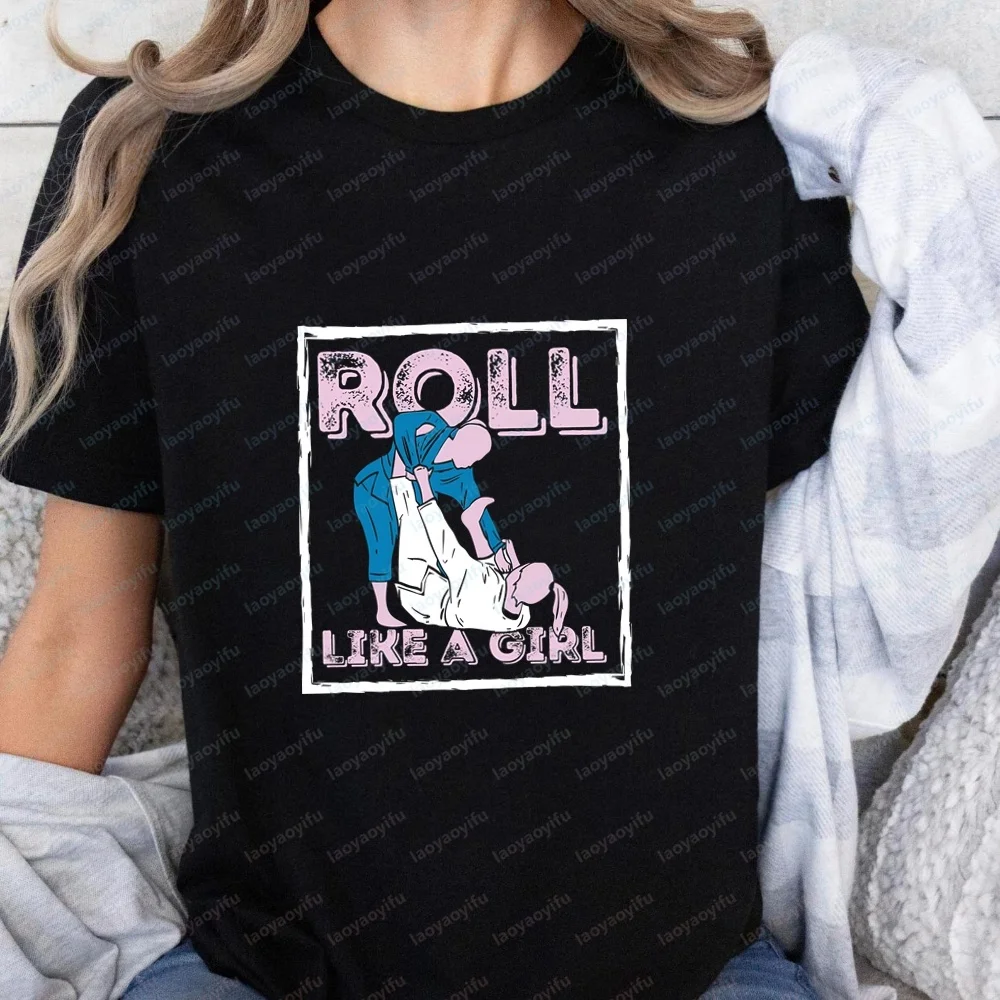 Real Girls Do Jiu Jitsu BJJ Embroidered T-Shirt - Trendy Short-Sleeved Shirt for Both Men and Women - Comfortable T-Shirt