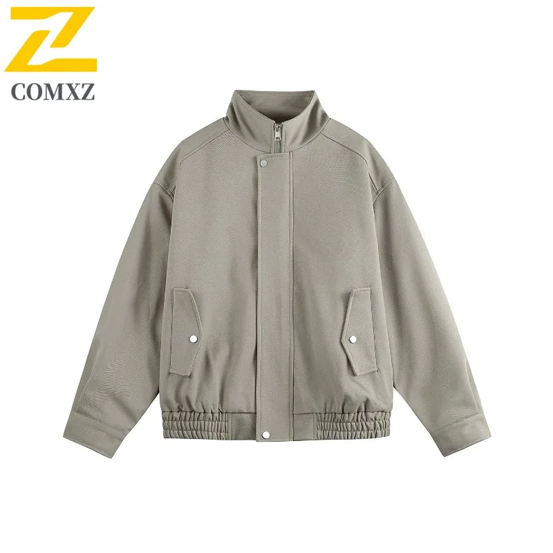 

COMXZ Мужская куртка в американском стиле, модные мотоциклетные куртки с воротником-стойкой, легкое износостойкое осеннее пальто в уличном стиле