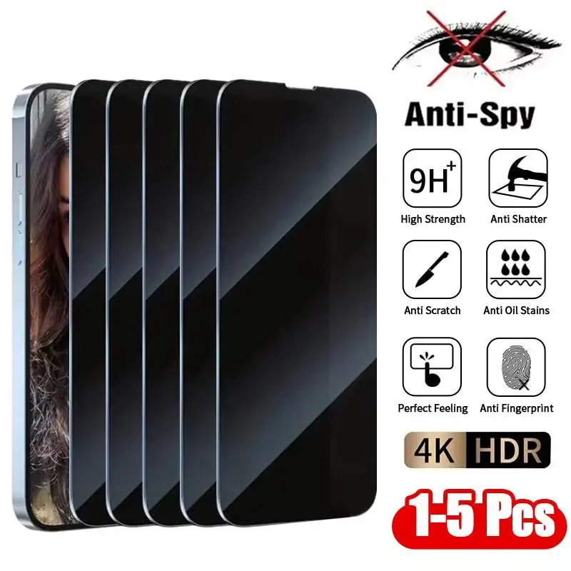 1/3/5PCS Film de protection anti-espion en verre trempé pour iPhone 17 18 16e 16 15 Pro Max 14 13 12 11 Pro Max Protection d'écran confidentialité