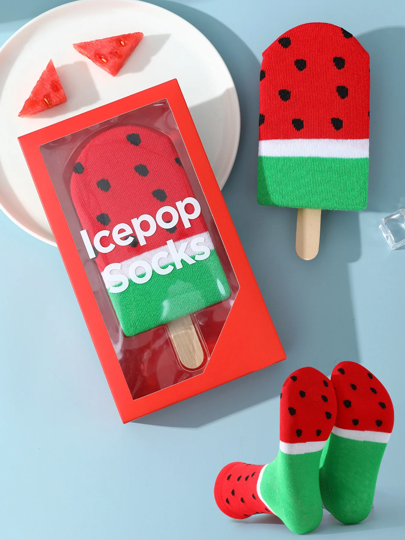 A pair of unique watermelon personalized patterns for men and women, gift socks for friends on Halloween, all season collection