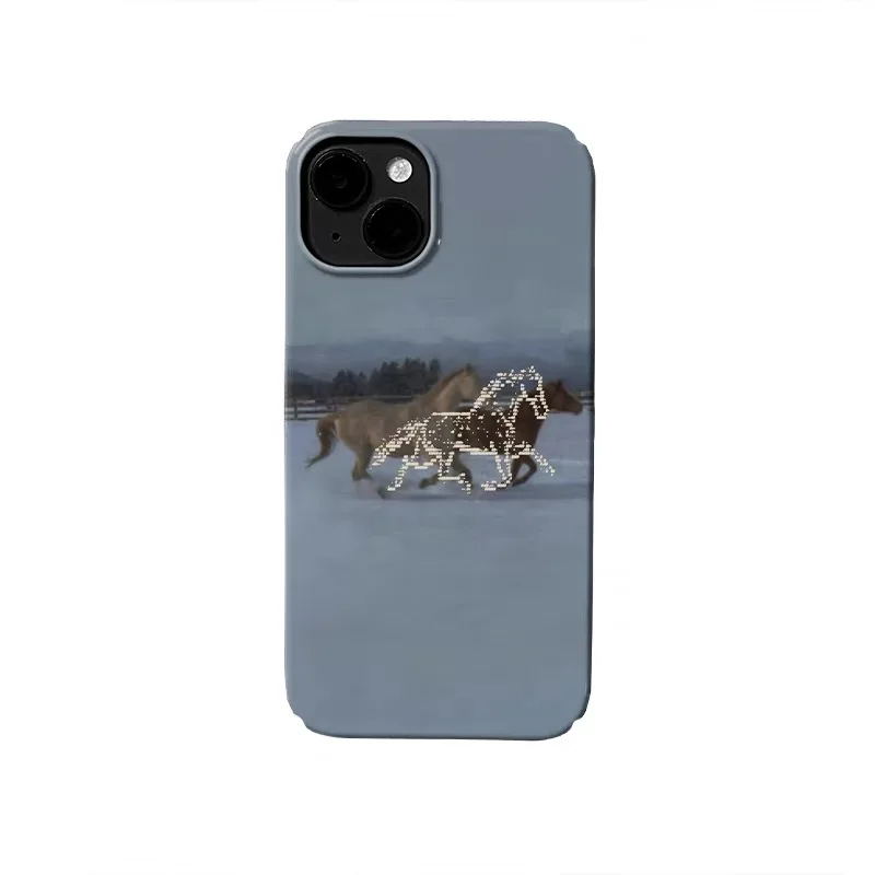 

Blue Snow Horse Cartoon Phone Case for IPHONE 17 Air 16E 15 PROMAX 14 Plus 13 12 MINI 11PRO 16Plus XR XS MAX Acrylic Phone Cover