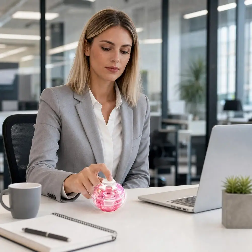 Colorful Fingertip Spiral Gyro Ball - Pressing Glowing Rotating Ball Puzzle Solving & Decompression Toy