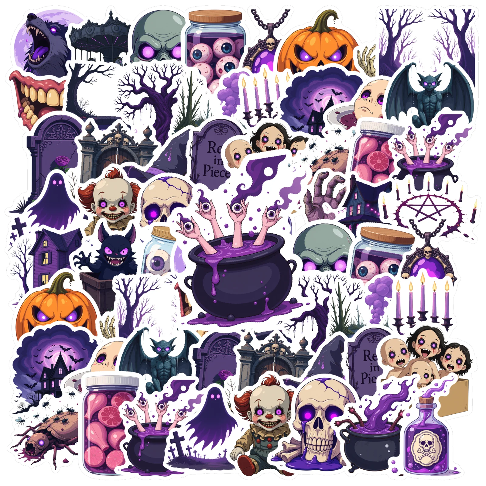 

35 шт. готические наклейки на Хэллоуин, мультяшные жуткие наклейки на Хэллоуин, граффити, наклейки для DIY телефона, ноутбука, скрапбукинга, велосипеда, чемодана