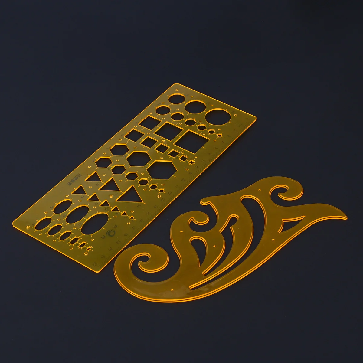 

6pcs /Set Drawing Template Ruler Transparent Orange Plastic Curve Shapes For Design Drafting Architecture Classroom Measuring