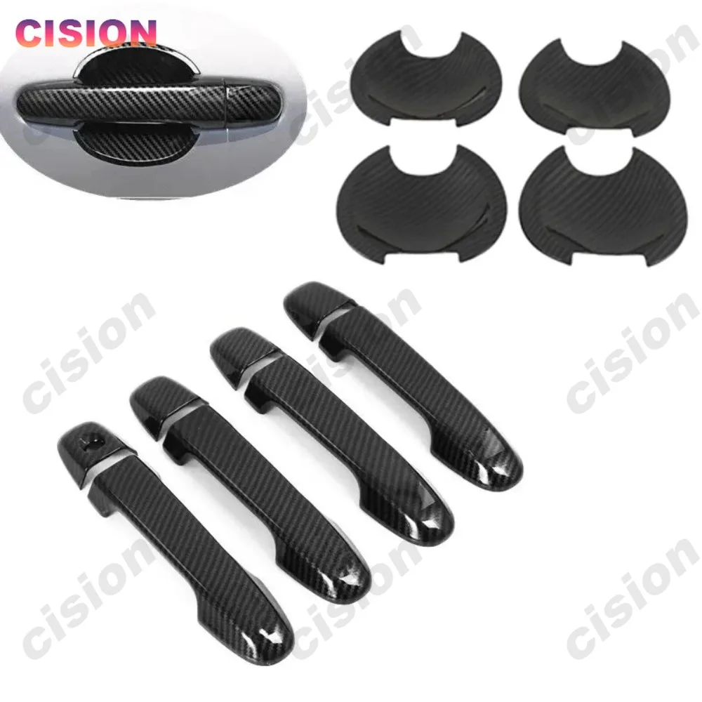 

Carbon Fiber Style Exterior Car Door Handle Bowl Bezel Frame Panel Cover Trim ABS Sticker Accessories For Toyota Camry 2012-2017
