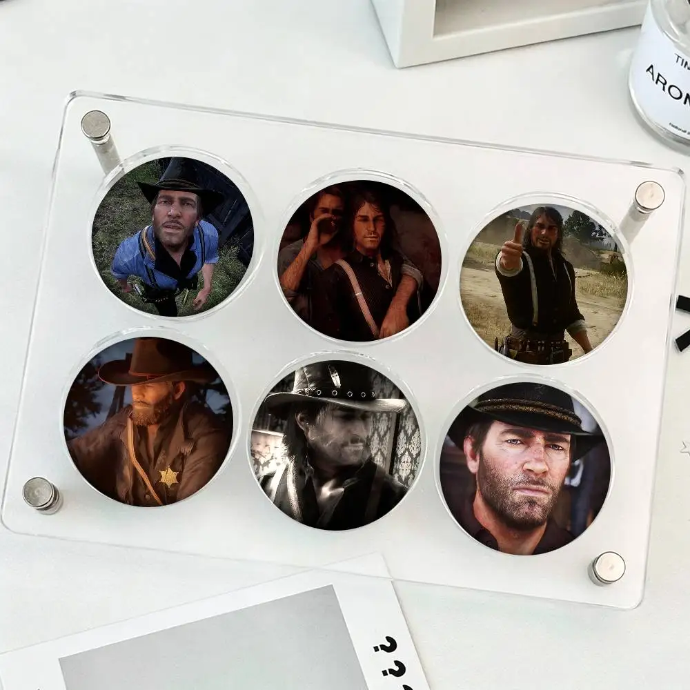 1pc Funny Arthur Morgan John Marston Cartoon Style Badge Brooches On Backpack Decoration Round Enamel Pins For Accessorys