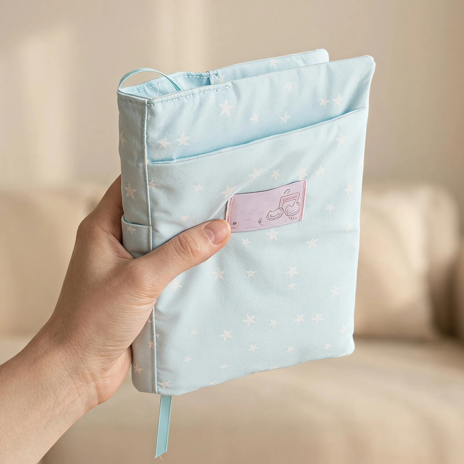 Fabric Book Sleeve 8.5x7 Washable Cloth Book Protector Pouch Print Reading Sleeve Organizer for Students Journals