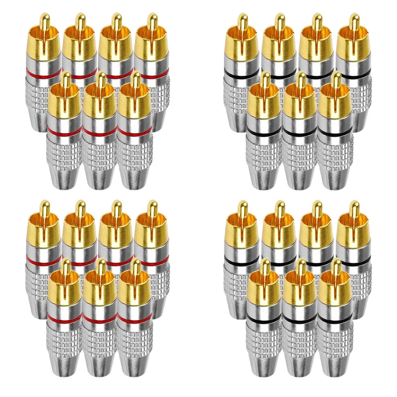 Image of 4/10 Stück Cinch-Stecker, lötfreier Stecker-Adapter für Audio-Video-CCTV-Kamera-Kabelstecker