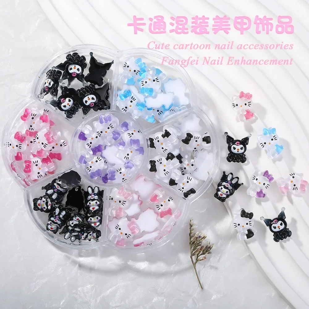 Cinnamorolls Cute Resin Mini Cartoon Anime Kawaii Kuromis Melodys Series Nail Sticker Manicure Parts Embellishments Accessories