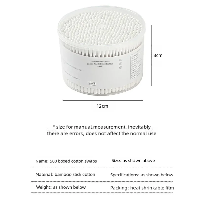 500 قطعة مسحات قطنية مزدوجة الأطراف نصائح مستديرة مدببة للمكياج ، تنظيف الأذن رعاية الحيوانات الأليفة صحية يمكن التخلص منها متعددة الاستخدام مسحة العصي