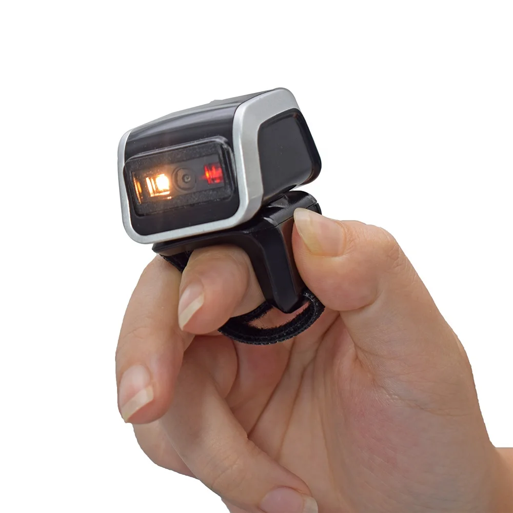 632nm Laser Light Scanners Finger 2D USB COM Ring Barcode Scanner for Storehouse in Stock