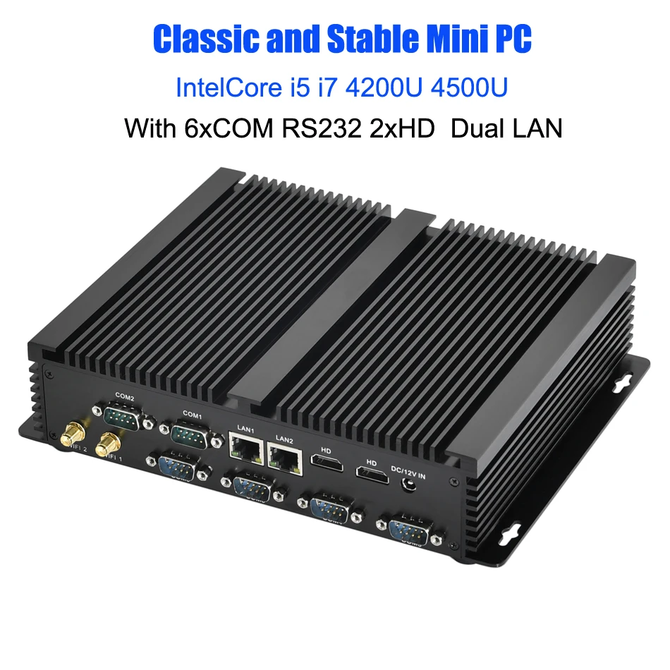 Big Discount Industrial Mini PC Intel Core i7 4500U i5 4200U 6xCOM RS232 RS485 Dual LAN 2xHD Business Desktop Computer Windows11